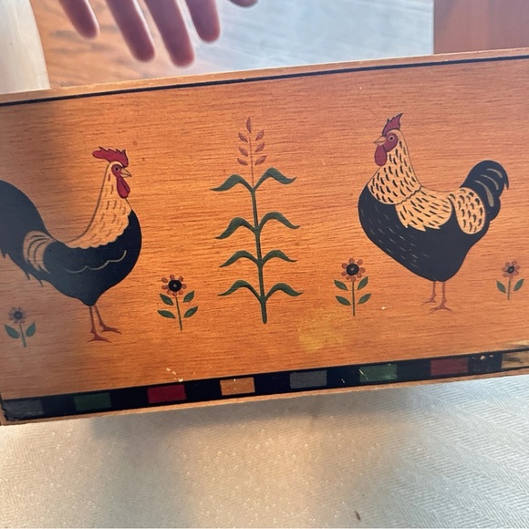 Rustic Wooden Organizer with Rooster Design - Picture 2 of 10